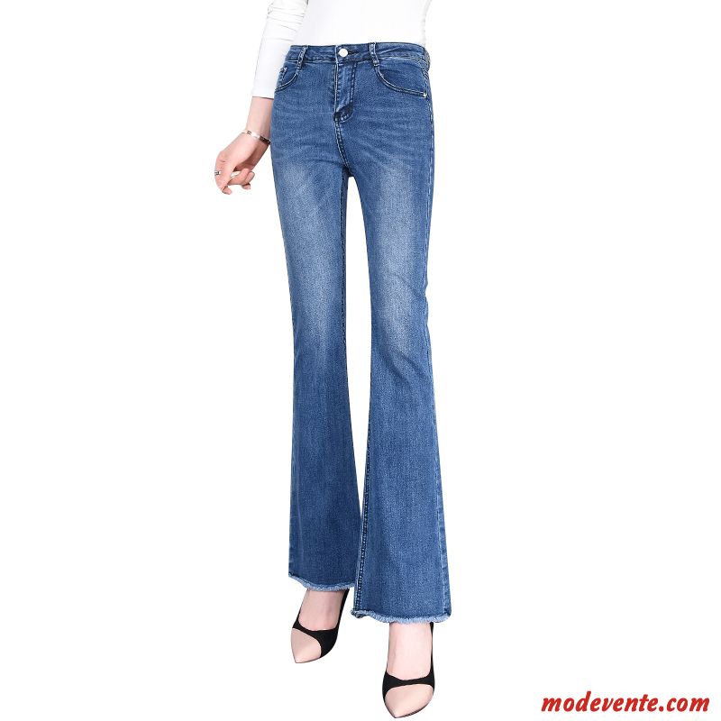 Jeans Femme Printemps Rétro Denim L'automne Évasé Slim Bleu