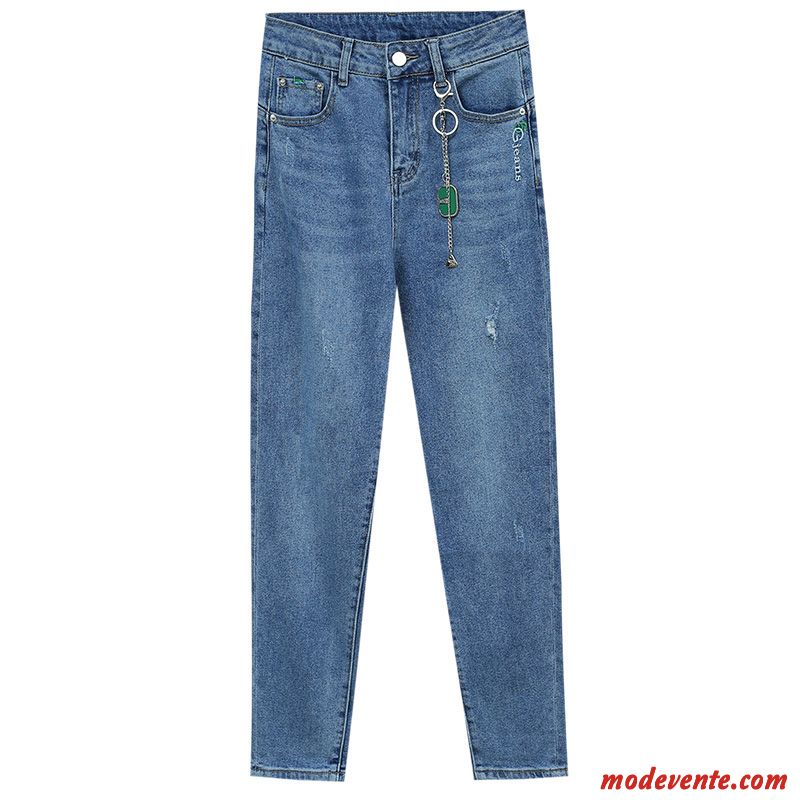 Jeans Femme Été Étudiant Harlan Haute Cintrée Baggy Décontractée Bleu Marin