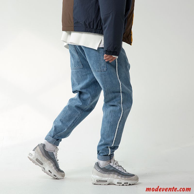 Jeans Homme Denim Delavé Tendance Décontractée Simple Bleu Blanc