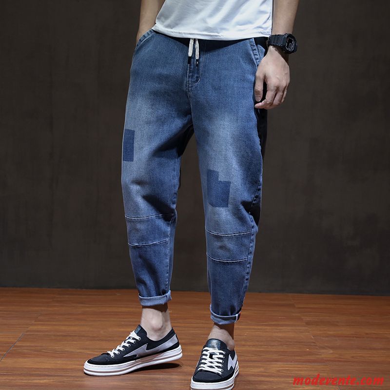 Jeans Homme Jambes Jeunesse Baggy Pantalons Extensible Légère Bleu