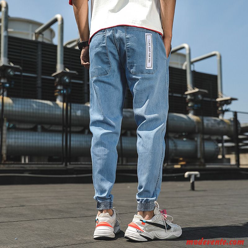 Jeans Homme Marque De Tendance Baggy Légère Maigre Décontractée Slim Bleu