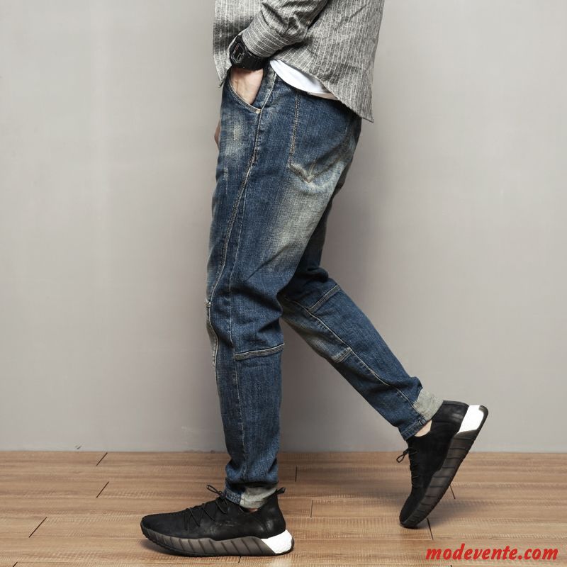 Jeans Homme Pantalon Extensible L'automne Grande Taille Original Harlan Tendance Bleu