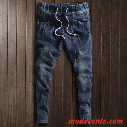 Jeans Homme Pantalon Tendance Printemps Extensible Harlan Longue Bleu Marin