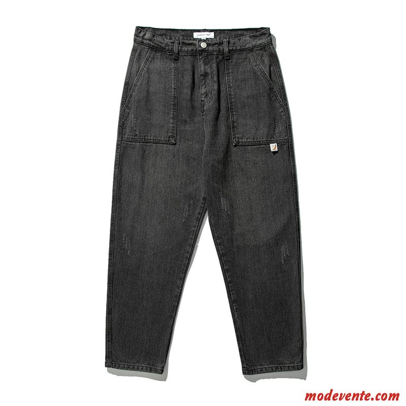 Jeans Homme Tendance L'automne Simple Delavé Décontractée Jambe Droite Noir