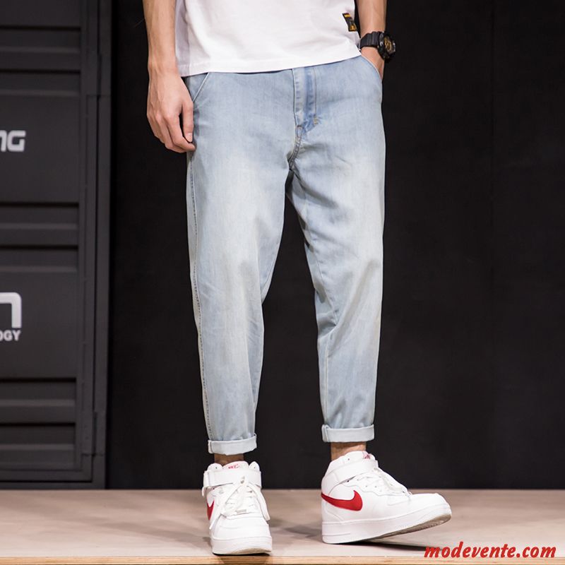 Jeans Homme Tendance Maigre Décontractée Baggy Marque De Tendance Harlan Bleu Clair