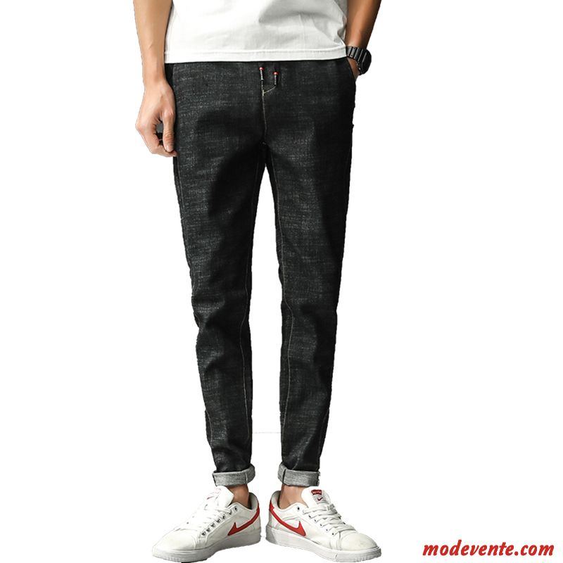 Jeans Homme Été Légère Slim Maigre Tendance Étudiant Noir