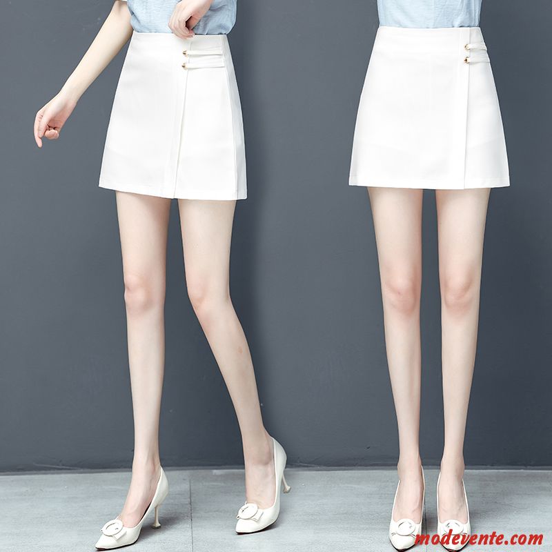 Jupe Femme Mince Printemps Été Mode Jupe Courtes Haute Cintrée Blanc
