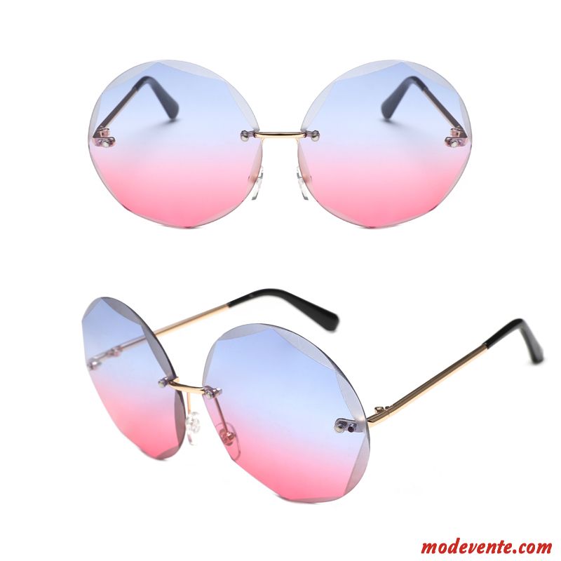 Lunettes De Soleil Femme Anis Étoilé Dégradé Rond Réseau Tendance Rétro Rouge Rose Or