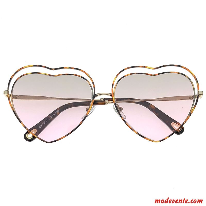 Lunettes De Soleil Femme Europe Tendance Visage Rond Gros Transparent Amour Rose