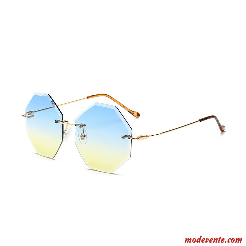 Lunettes De Soleil Femme Gros Plage Dégradé Tendance Tissu Ultra Jaune Or