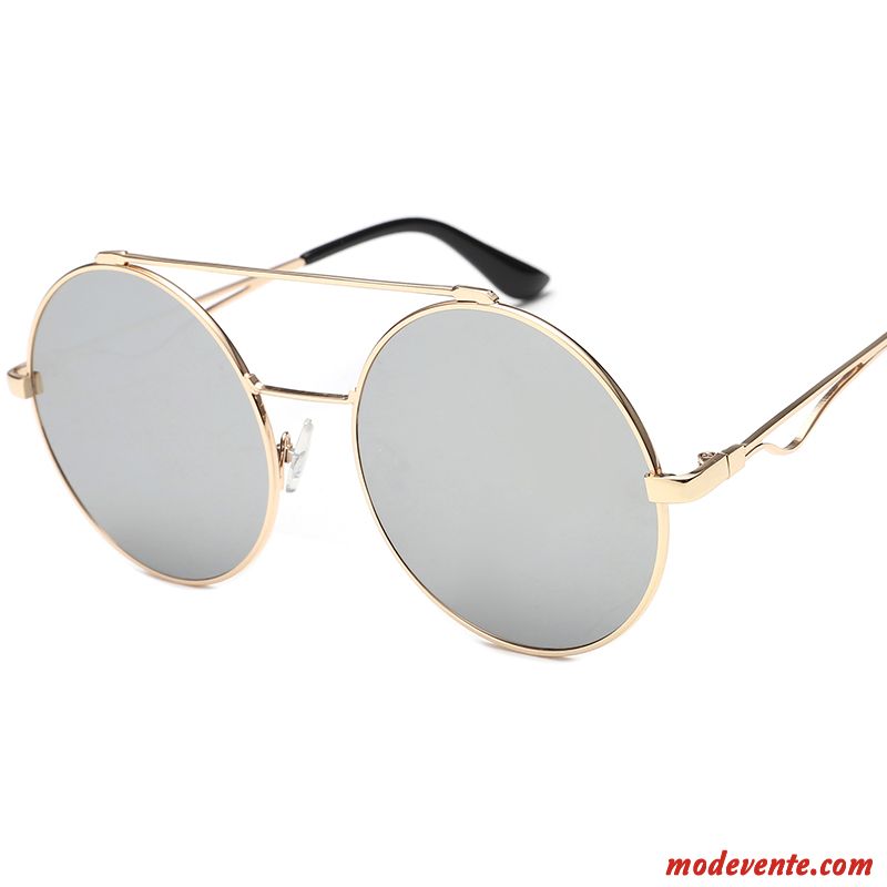 Lunettes De Soleil Femme Le Nouveau Amoureux Personnalité Rétro Rond Conduire Or Argent