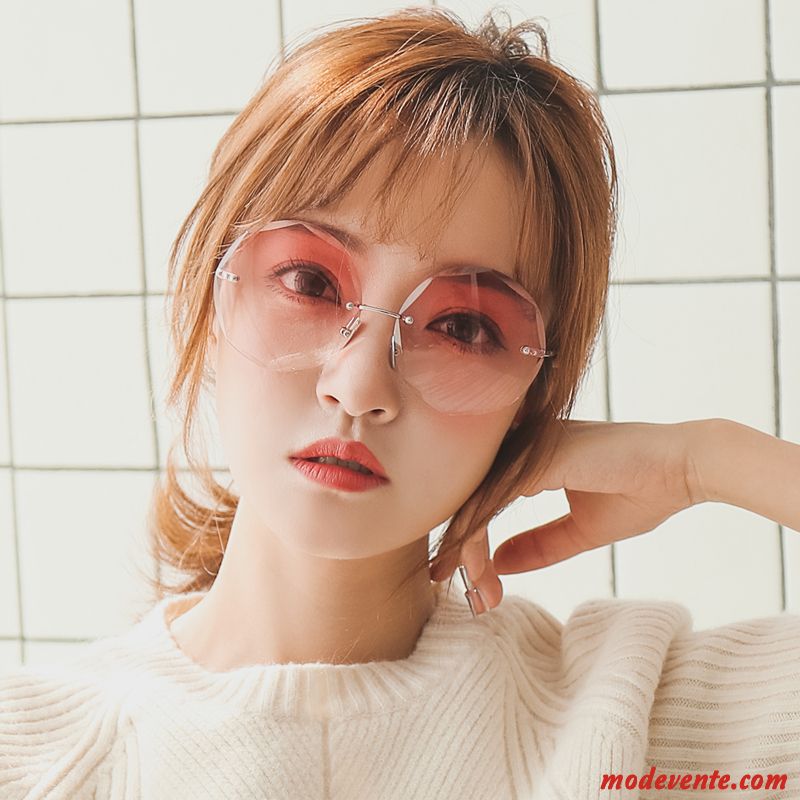 Lunettes De Soleil Femme Le Nouveau Rétro Réseau Célébrité Visage Rond Tendance Rouge Rose