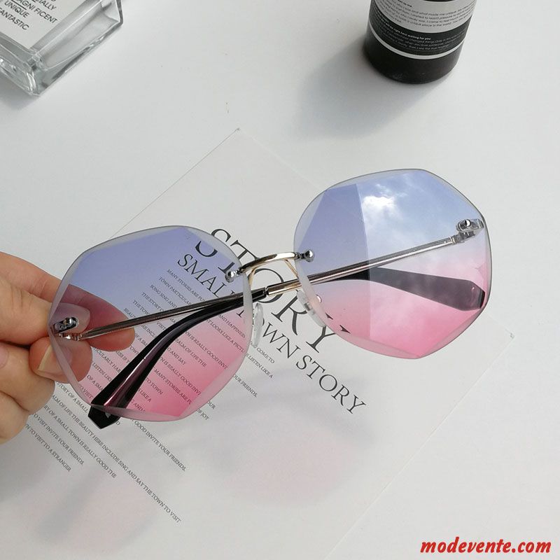 Lunettes De Soleil Femme Longue Tendance Conduire Visage Rond Réseau Le Nouveau Bleu Rouge Violet Rose