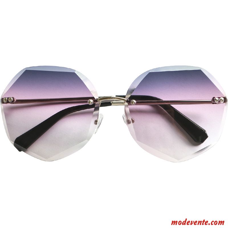 Lunettes De Soleil Femme Plage Le Nouveau Conduire Longue Visage Rond Tendance Rouge Violet Gris