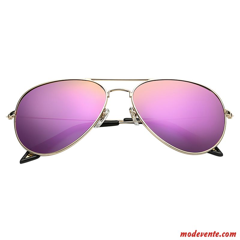 Lunettes De Soleil Femme Tendance Célébrité Personnalité Homme Le Nouveau Aviateur Violet Or