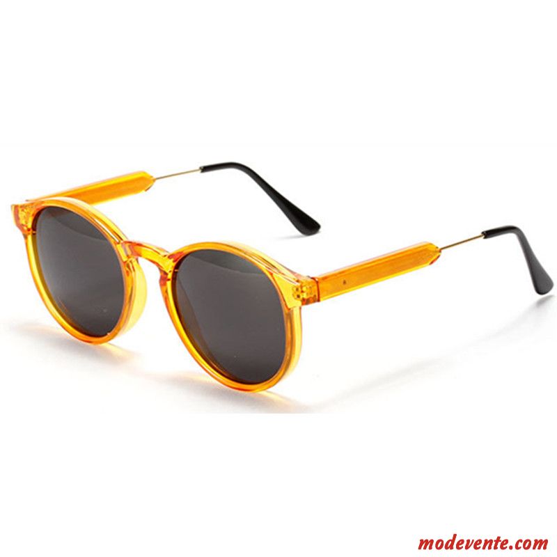 Lunettes De Soleil Femme Tendance Visage Rond Réseau Personnalité Rétro Le Nouveau Rouge Jaune