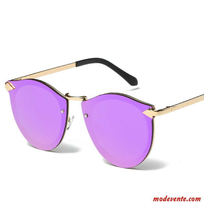 Lunettes De Soleil Femme Tissu Le Nouveau Personnalité Célébrité Visage Rond Tendance Violet Or Argent