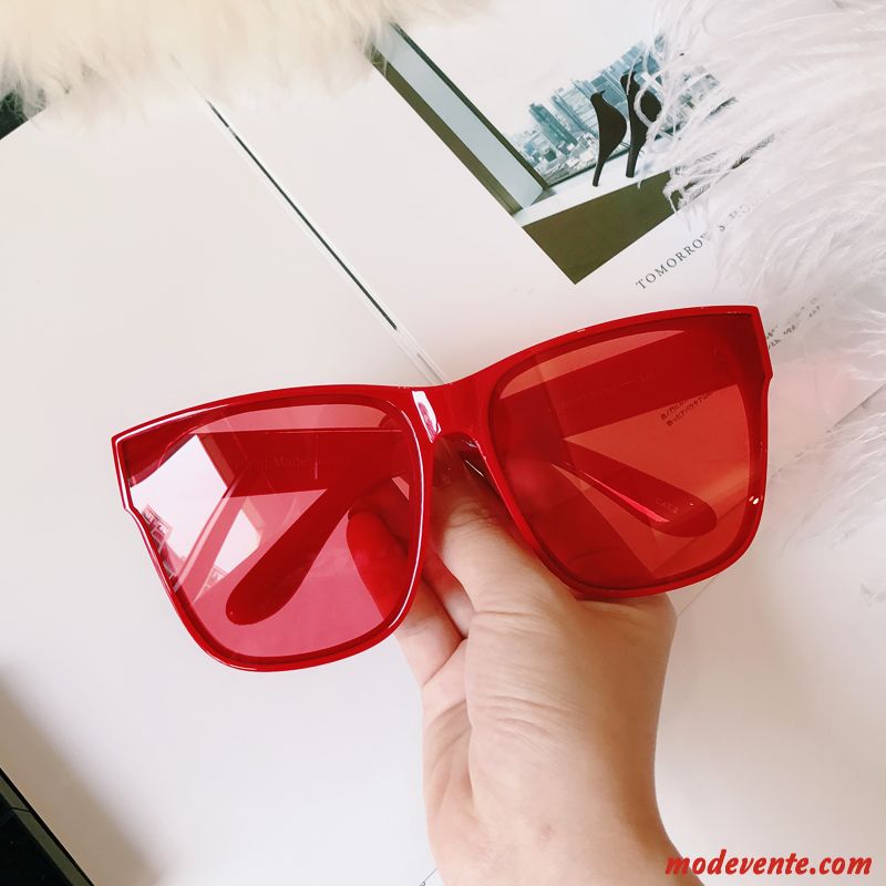 Lunettes De Soleil Femme Transparent Gros Homme Amoureux Visage Rond Rétro Noir Rouge