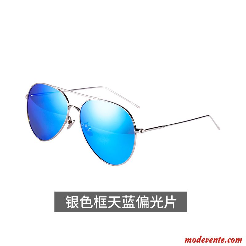 Lunettes De Soleil Homme Aviateur Le Nouveau Personnalité Coloré Myopie Tendance Bleu Argent