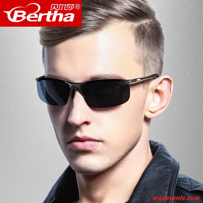 Lunettes De Soleil Homme Chauffeur Conduire Polarisant Vision Nocturne Personnalité Tendance Noir Gris