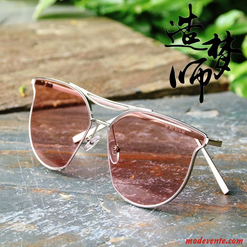 Lunettes De Soleil Homme Femme Transparent Visage Rond Tendance All-match Personnalité Rose