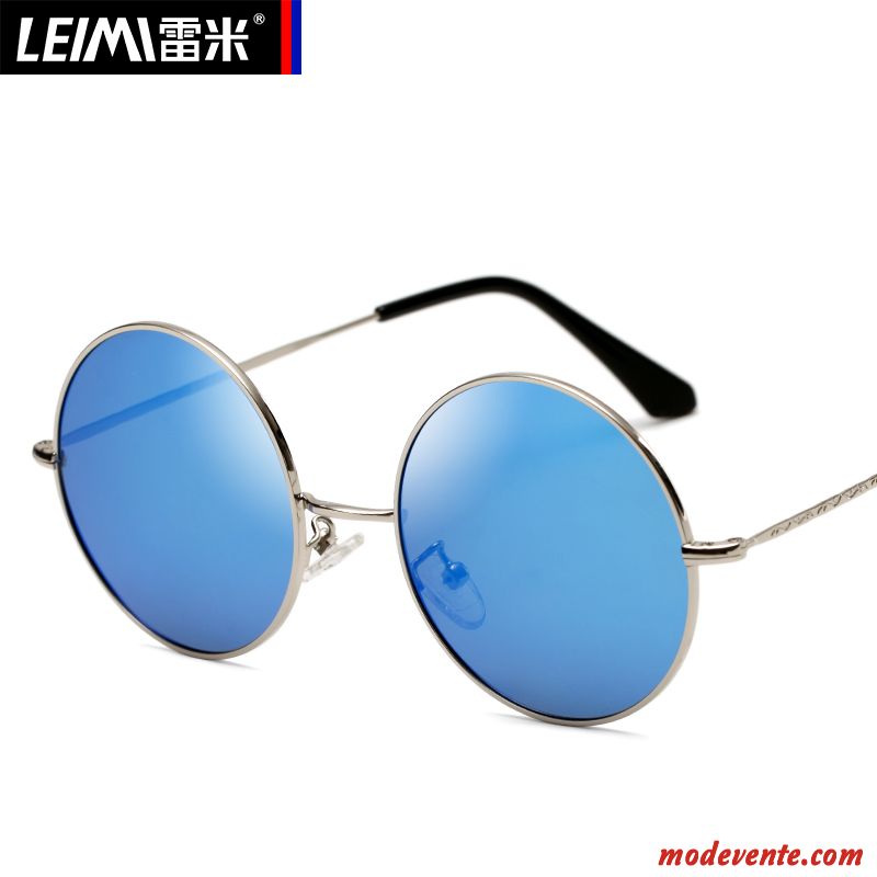 Lunettes De Soleil Homme Personnalité Polarisant Conduire Femme Rétro Chauffeur Bleu Argent