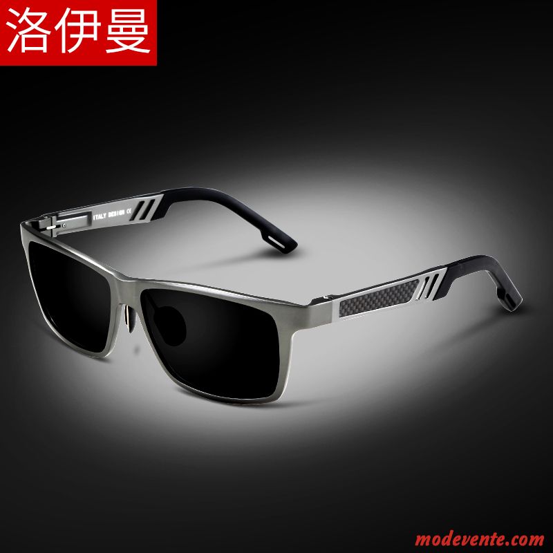 Lunettes De Soleil Homme Tendance Chauffeur Conduire Personnalité Noir Argent Gris