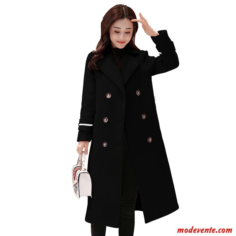 Manteau Femme Anti-saison Tissu De Laine Tendance Clearance À Vendre Longue Parka Noir