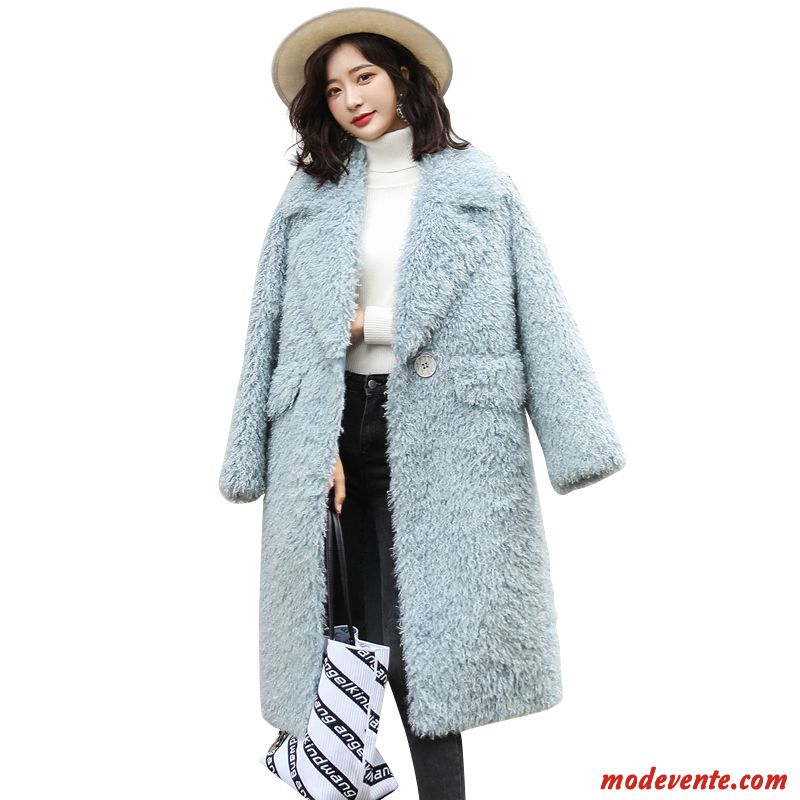 Manteau Femme Chauds Revers Roulé Personnalité Vêtements D'hiver Vente Chaude Parka Bleu