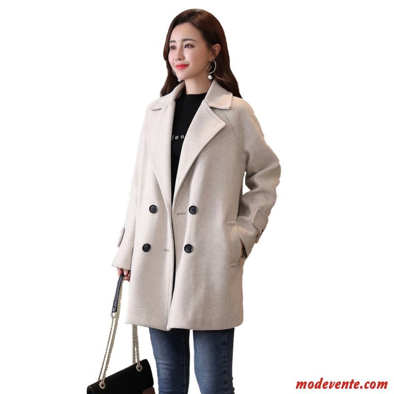 Manteau Femme Costume Printemps Mode Longues Slim Manteau En Laine Pure Blanc