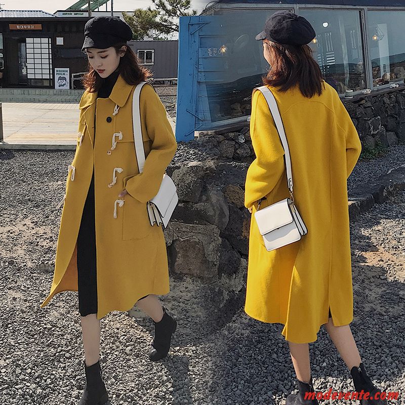 Manteau Femme Gros Bétail Manteau En Laine Jaune