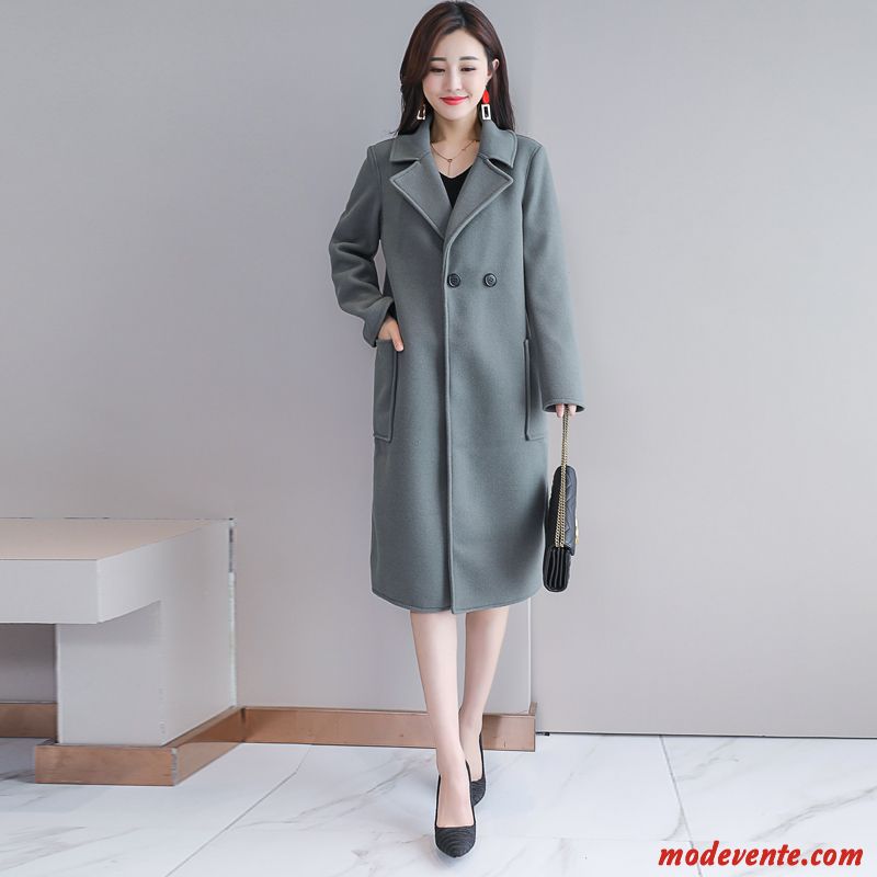 Manteau Femme L'automne Poche Gros Hiver Reversible Longue Vert