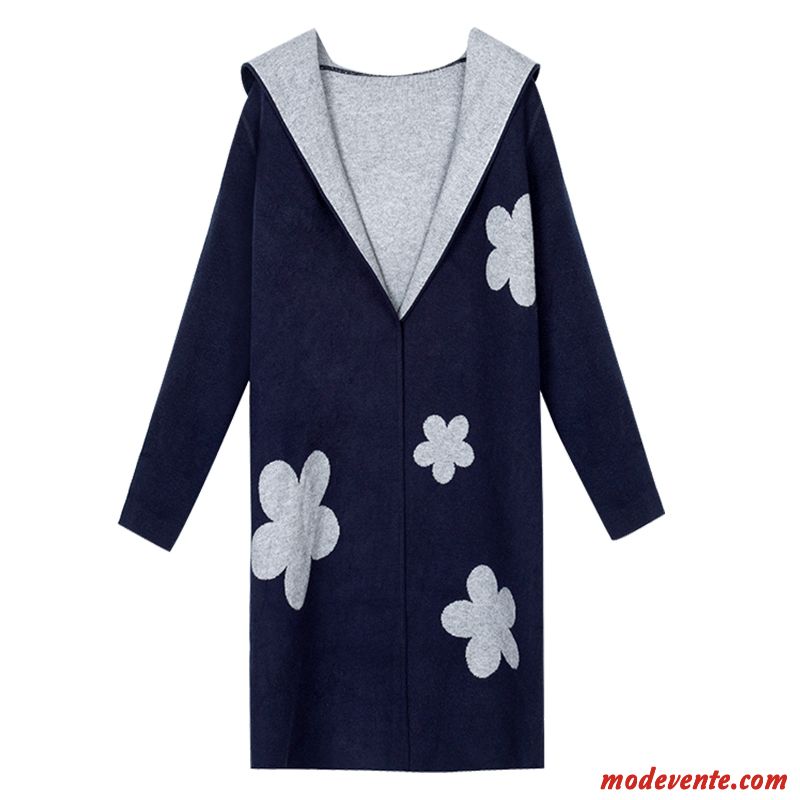 Manteau Femme Longue Hiver Anti-saison Longues Tissu De Laine L'automne Bleu