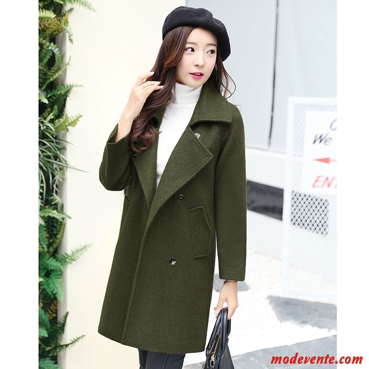 Manteau Femme Longue Longues Coton Épaissir L'automne Slim Pure Vert