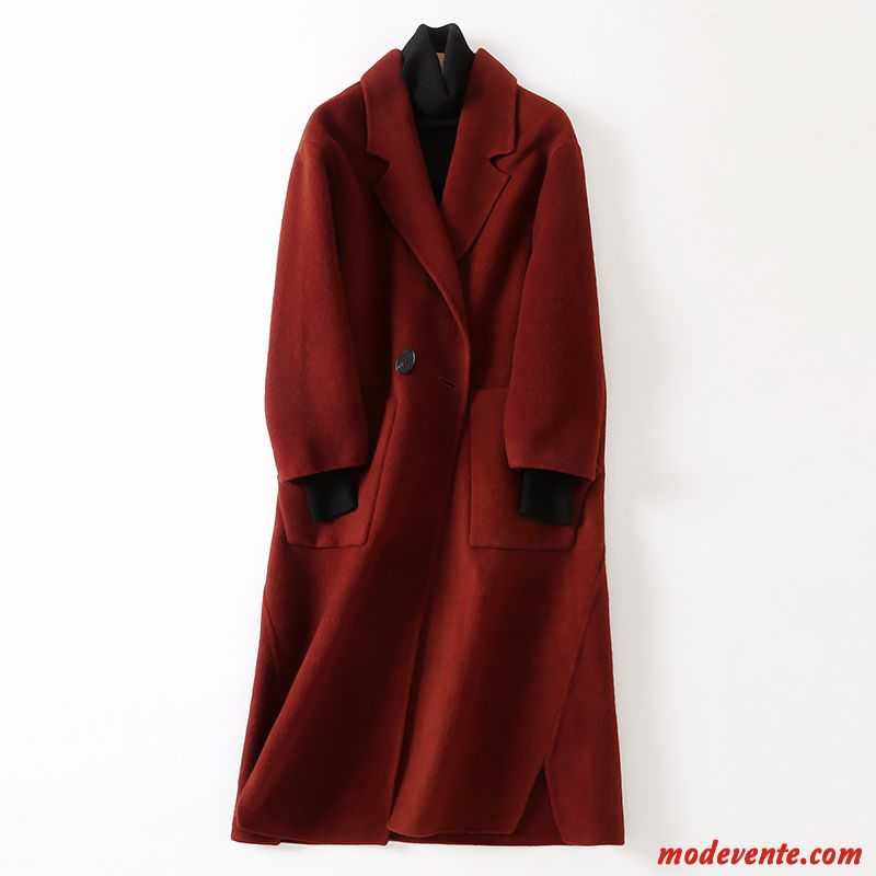 Manteau Femme Longue Parka Reversible Manteau En Laine Rouge