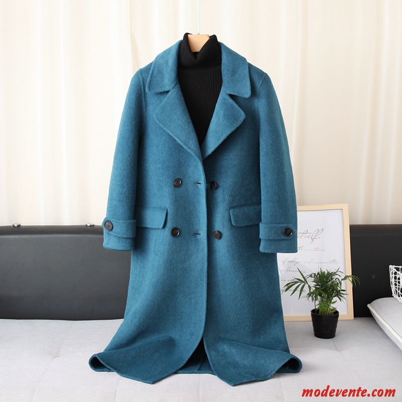 Manteau Femme Parka Anti-saison Reversible Chic Longue Bleu