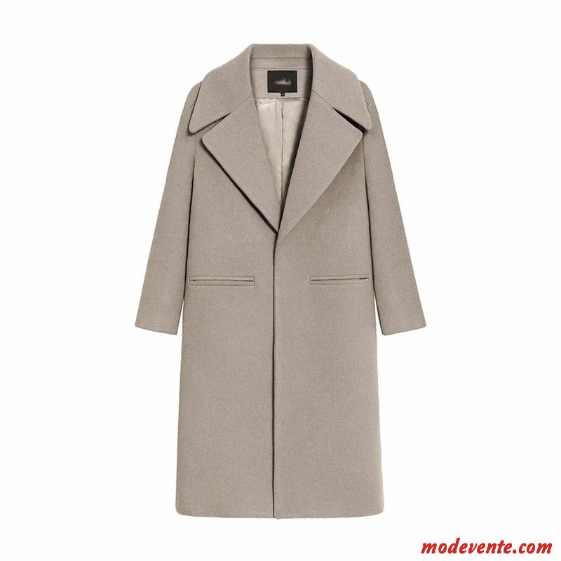 Manteau Femme Parka Baggy Manteau En Laine Tissu De Laine Longue Kaki