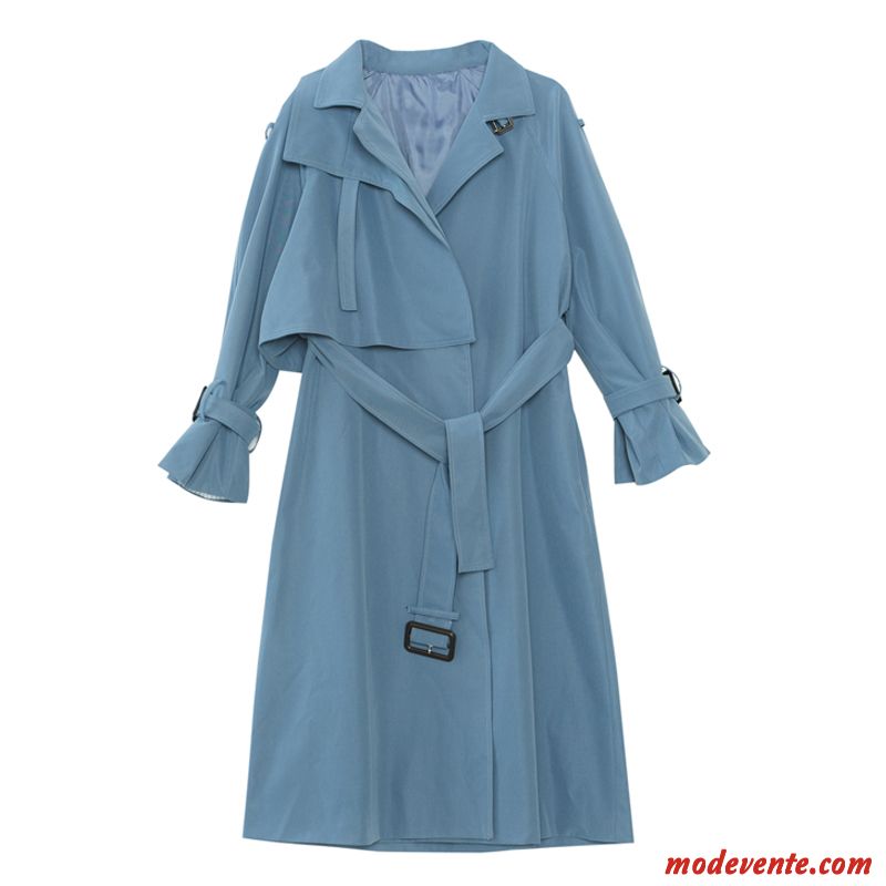 Manteau Femme Printemps Baggy Longue Coupe Vent Tempérament L'automne Bleu