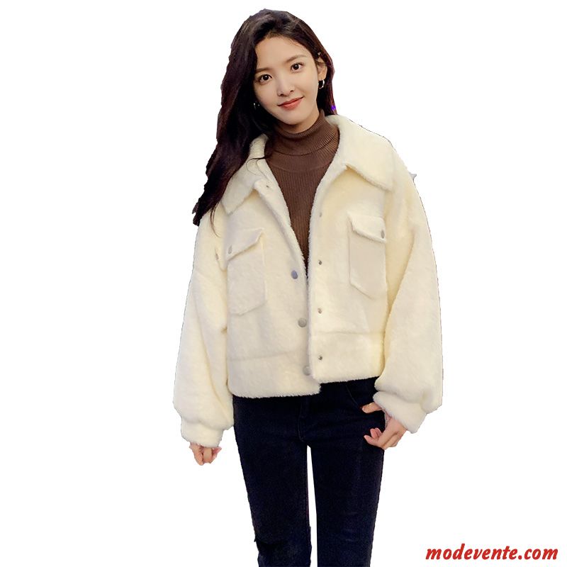 Manteau Femme Tendance Confortable Tempérament Longues Bouton À Une Rangée L'automne Blanc