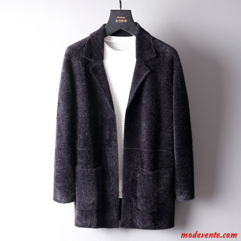 Manteau Homme Décontractée Racé Costume Cardigan Banquet Hiver Noir