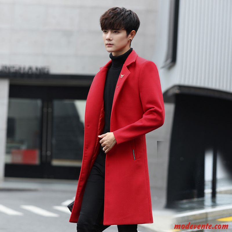 Manteau Homme Hiver Longue Matelassé Tendance Gros Slim Rouge