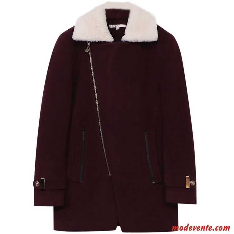 Manteau Homme Parka Vêtements D'hiver Marque Longue Marque De Tendance Manteau En Laine Bordeaux