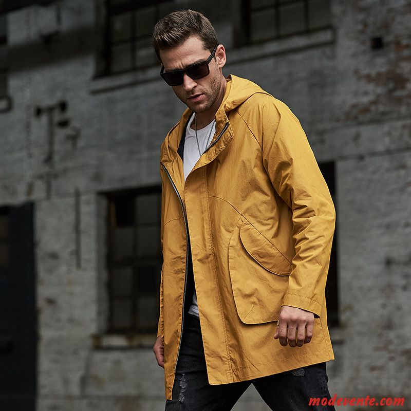 Manteau Homme Veste Parka Slim Coupe Vent Beau L'automne Jaune