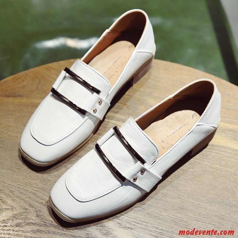 Mocassins Femme Chaussures En Cuir Derbies Tous Les Assortis Angleterre Étudiant Épais Blanc