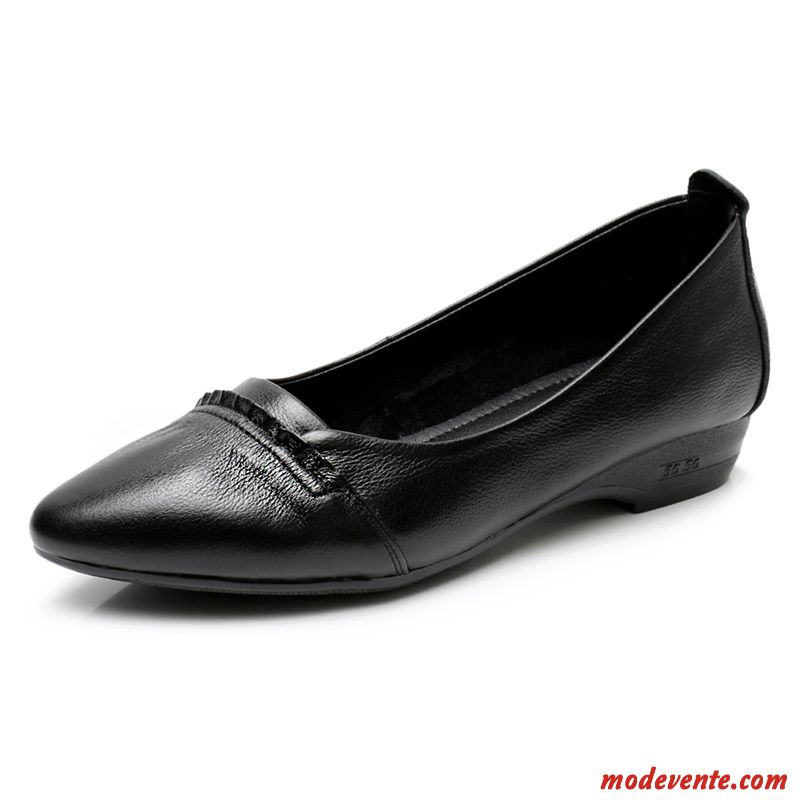 Mocassins Femme Cuir Véritable Flats Derbies Grande Taille Printemps L'automne Blanc Noir