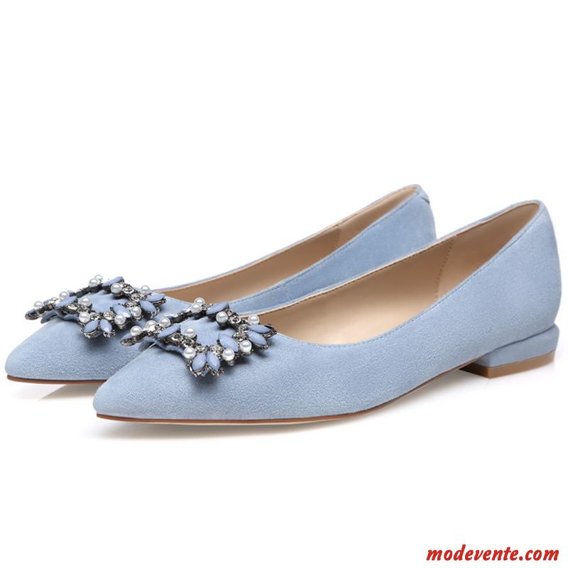 Mocassins Femme Derbies Cuir Véritable Pointe Pointue Plates Tous Les Assortis Printemps Bleu Noir Clair