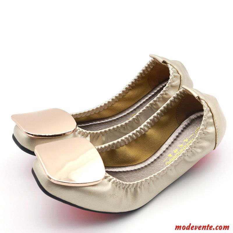 Mocassins Femme Derbies Enceintes Chaussures Plates Grande Taille Printemps L'automne Or Clair