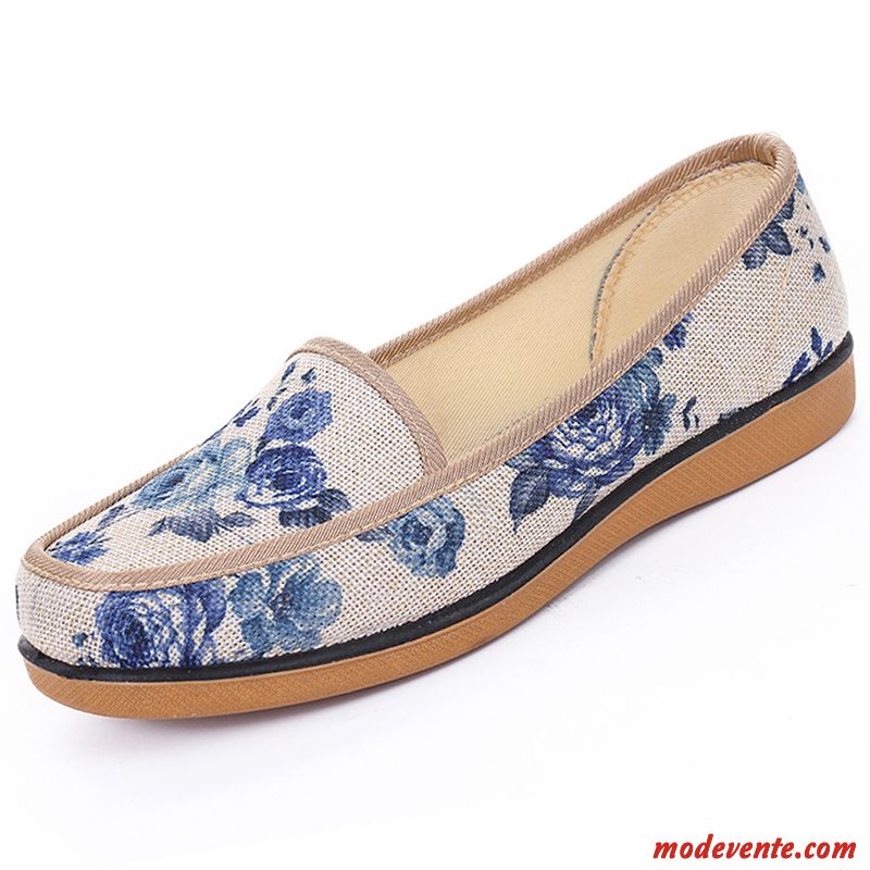 Mocassins Femme Derbies Semelle Doux L'automne Respirant Antidérapant Printemps Bleu