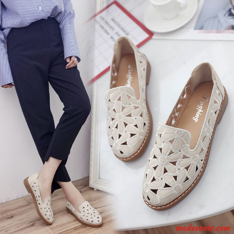 Mocassins Femme Mesh Plates Décontractée Respirant Derbies Tendance Blanc Rouge