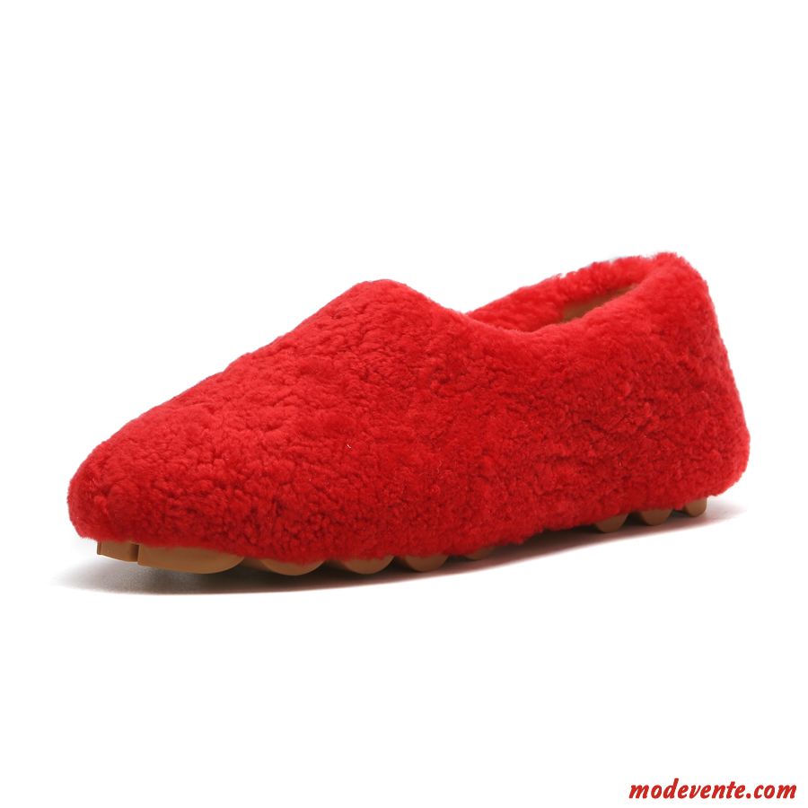 Mocassins Femme Plates En Cuir Enceintes Augmenté Mesh L'automne Rouge